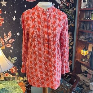 Escapada Red and White Wave Blouse